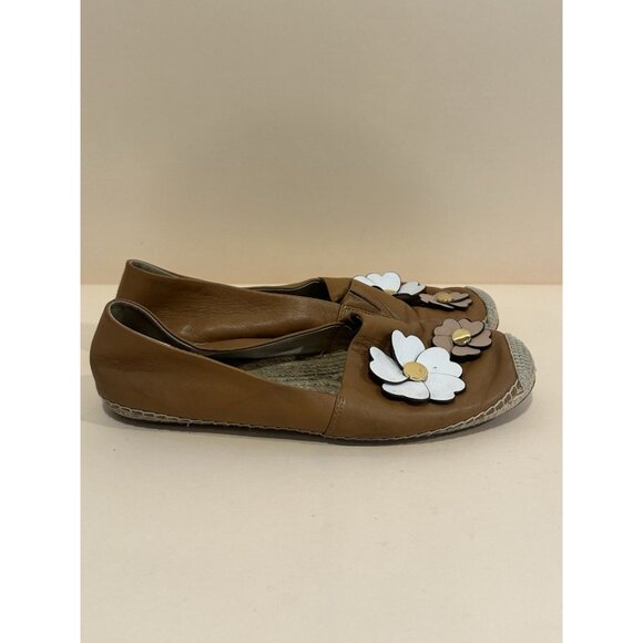 Michael Kors Brown Leather Daisy Flats Size 9.5 - Picture 2 of 12